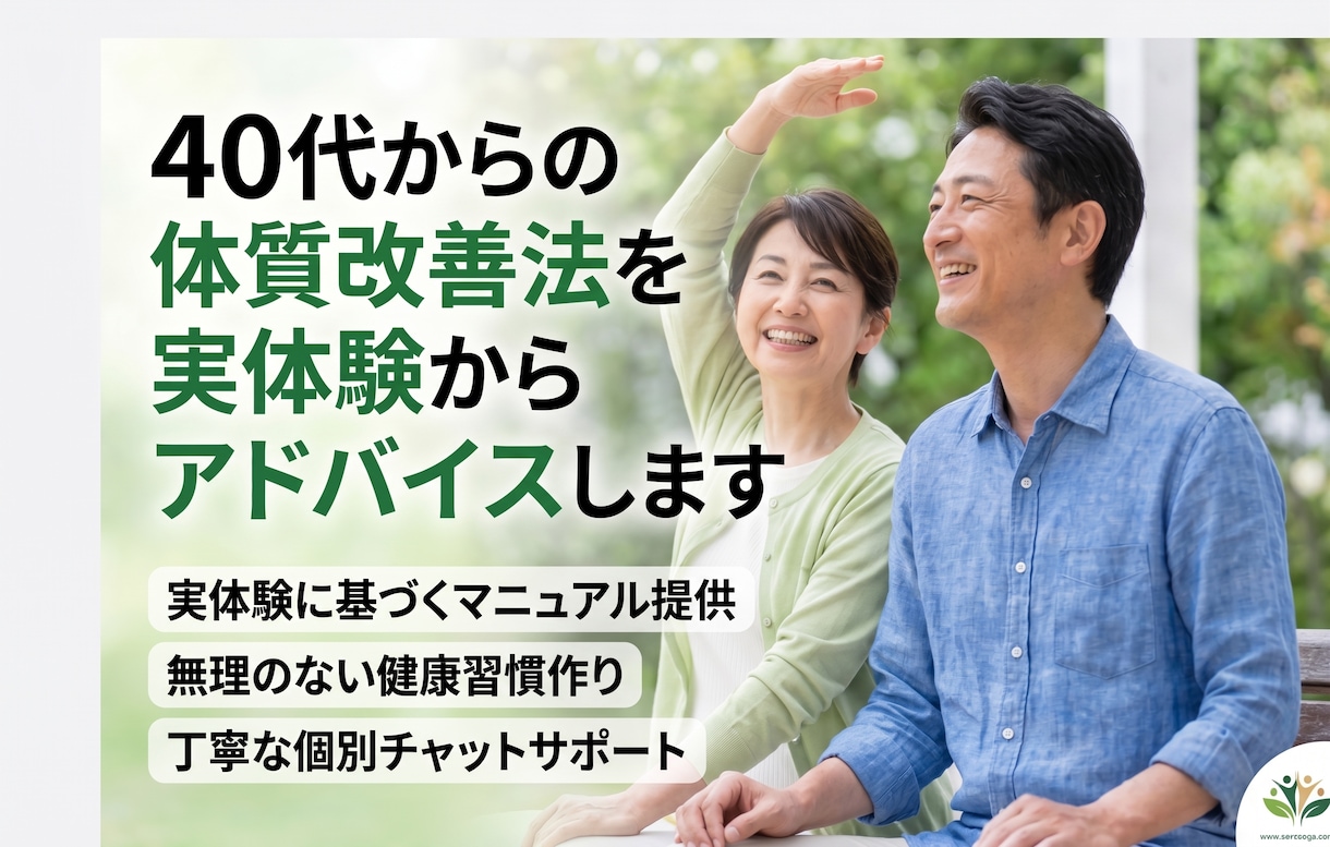 40代からの体質改善法を実体験からアドバイスします 実体験マニュアルと丁寧な個別チャット相談で健康習慣をサポート イメージ1