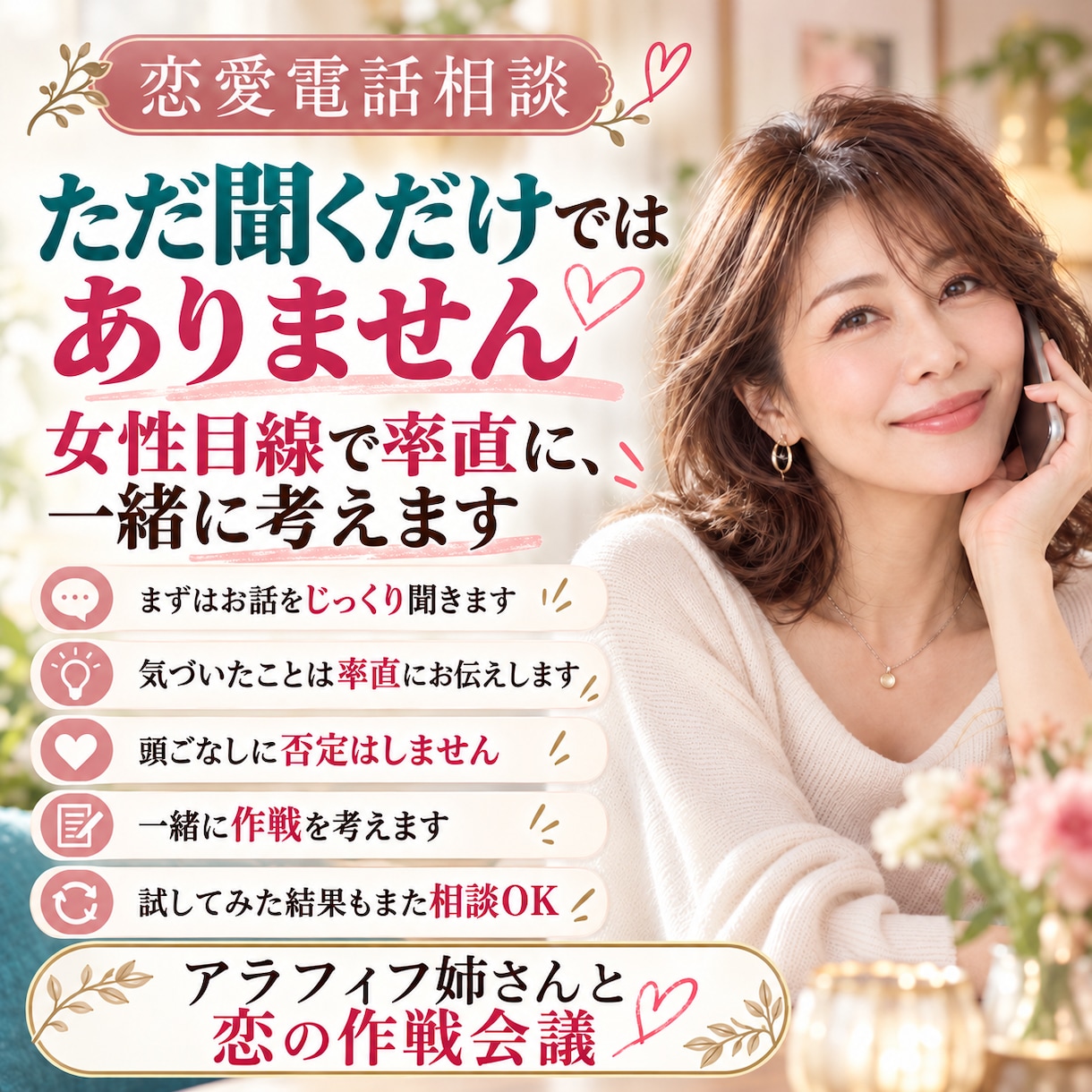 男性限定｜謎な女心を紐解き一緒に作戦を考えます 脈あり/LINE/誘い方/女の本音/距離感/交際中の悩みまで イメージ3