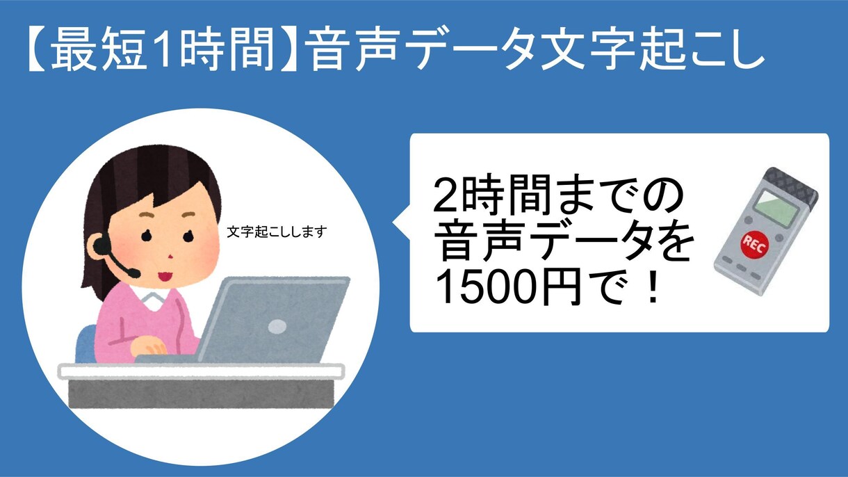 2時間まで一律1500円で文字起こします AIを駆使した文字起こし。1時間で納品 イメージ1