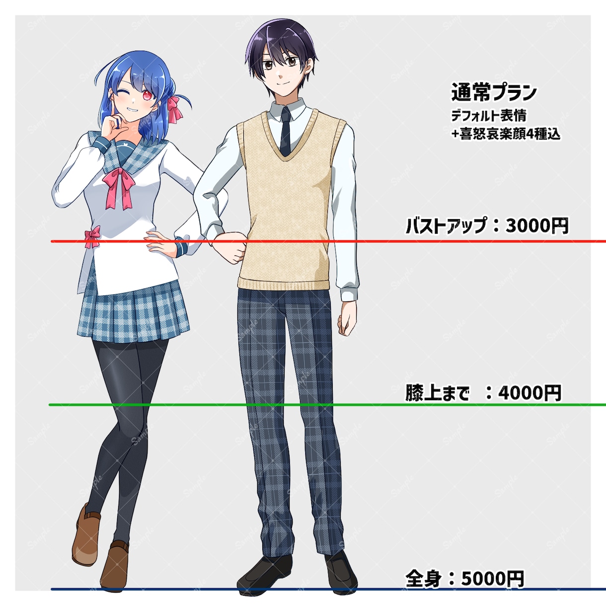 TRPG・フリーゲーム用アニメ塗り立ち絵制作します 基本バストアップ、オプションで全身にも対応します イメージ2