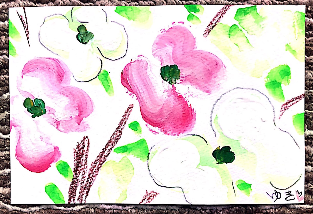 手描き絵ハガキを送ります あなたの希望の花、動物などのオリジナルイラストを描きます。 イメージ2