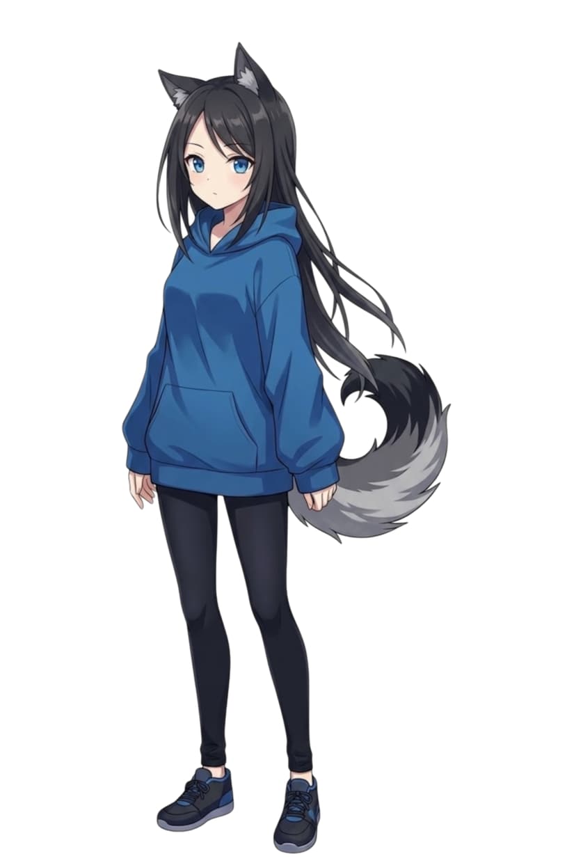 イリアム用立ち絵になります イリアム用立ち絵黒狐のパーカー女の子 イメージ1