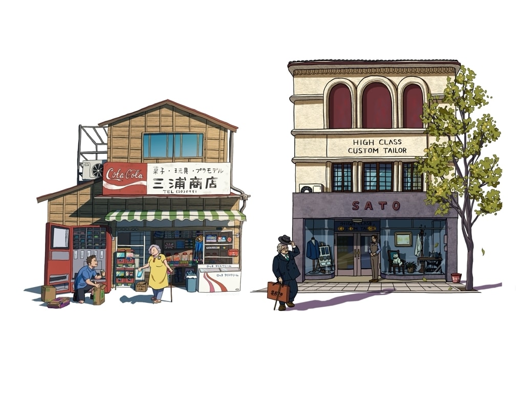 商店街や街並みを温かみのあるイラストにします 写真からノスタルジックな街角に イメージ5