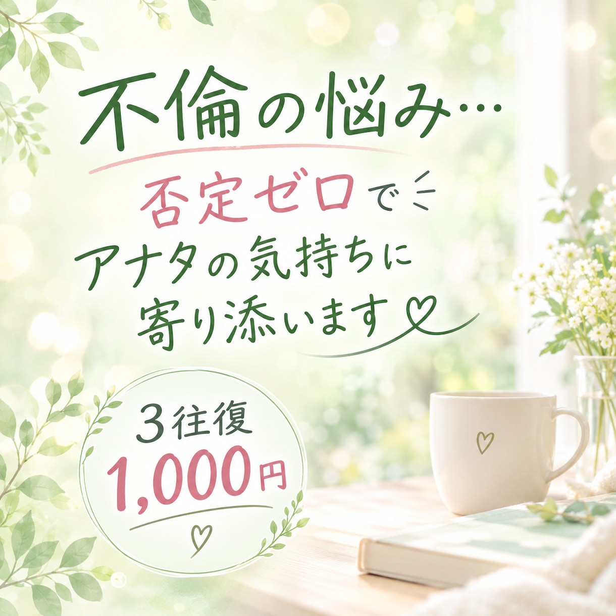 不倫の悩み…否定ゼロであなたの気持ちに寄り添います 不倫恋愛から結婚した私があなたをサポート！ イメージ1