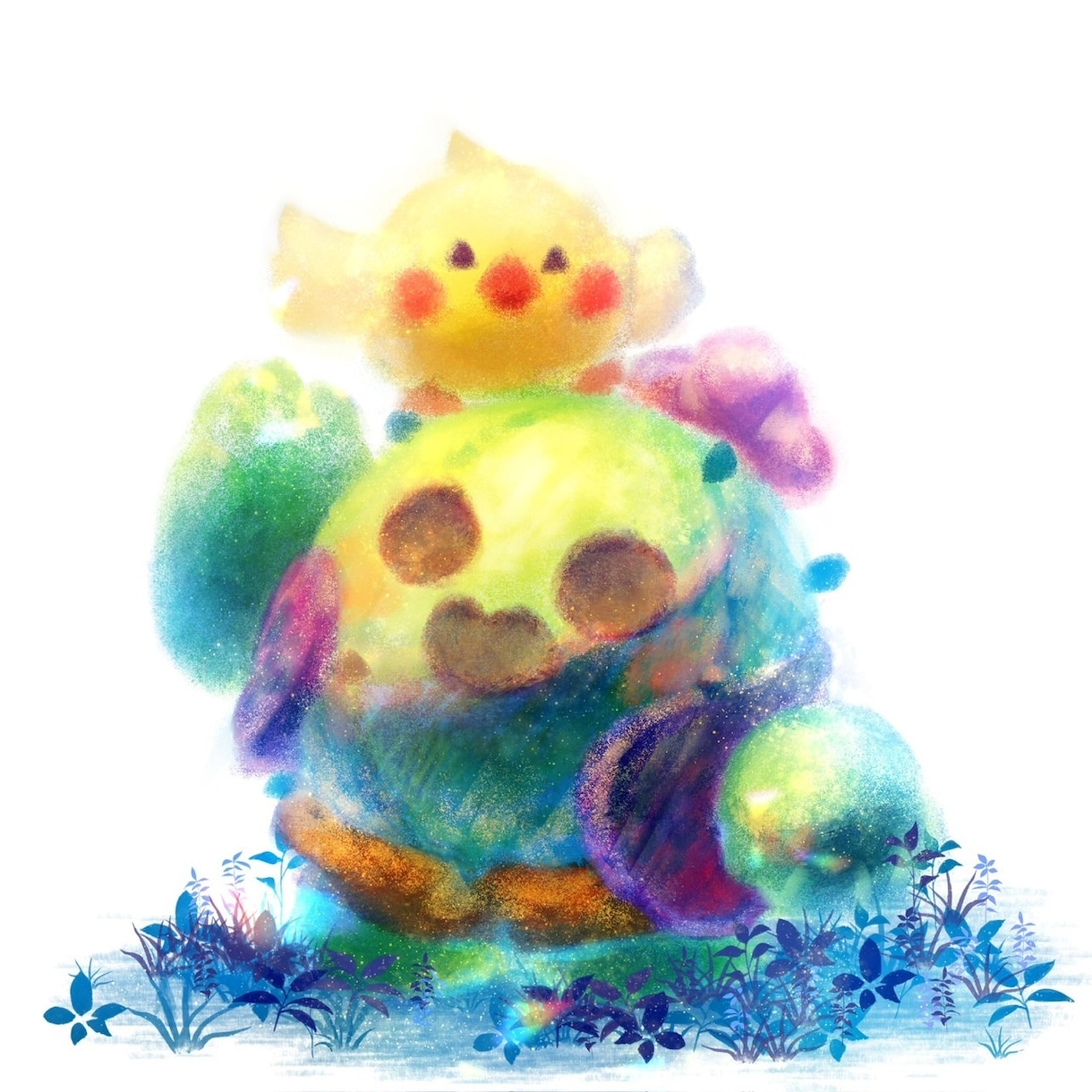 優しいふわふわした絵柄のアイコンを作成致します きらきらふわふわした可愛いアイコンを制作します！ イメージ1