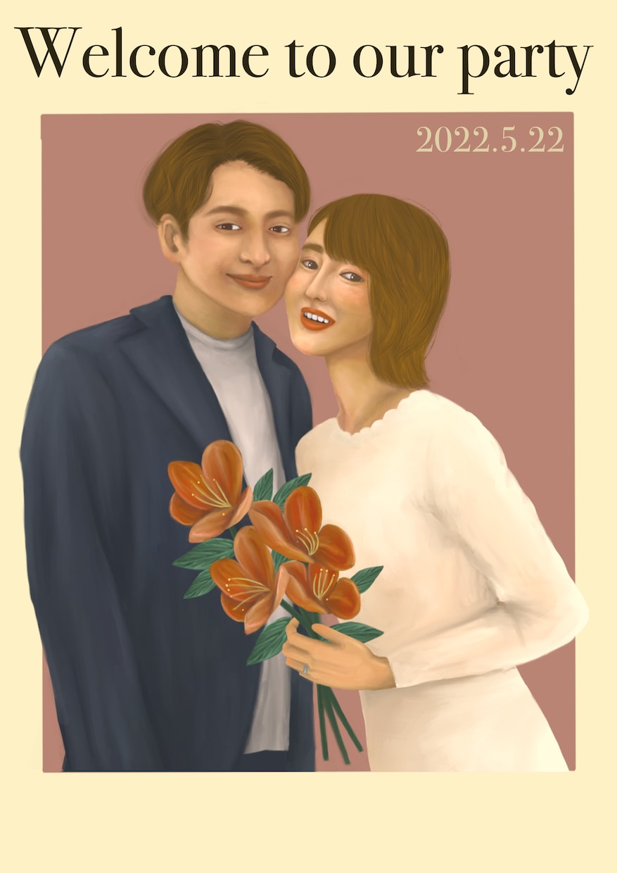 リアル×お洒落ウェディングイラスト作成ます 結婚式のウェルカムボードやプレゼントにぜひ！ イメージ2