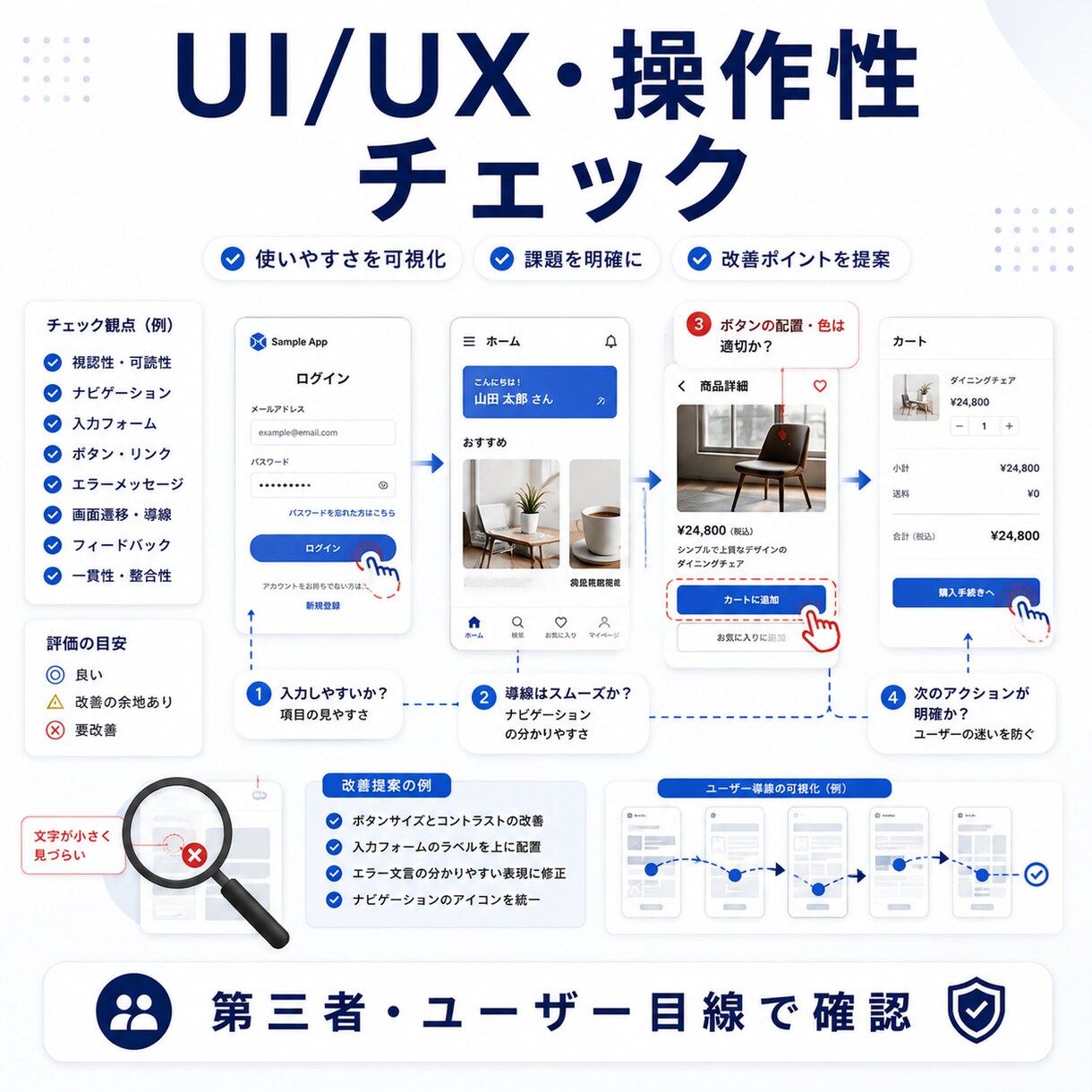 現役SEがUI・UXを第三者目線で確認します 使いにくさや迷いやすい箇所を報告します イメージ2