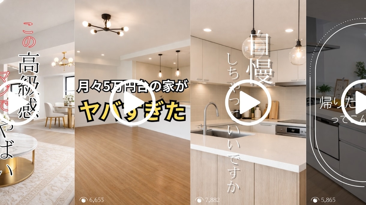 撮影不要で不動産物件紹介のショート動画を作成します 基本テンプレから御社のイメージに近いものを選ぶだけ☆ イメージ1