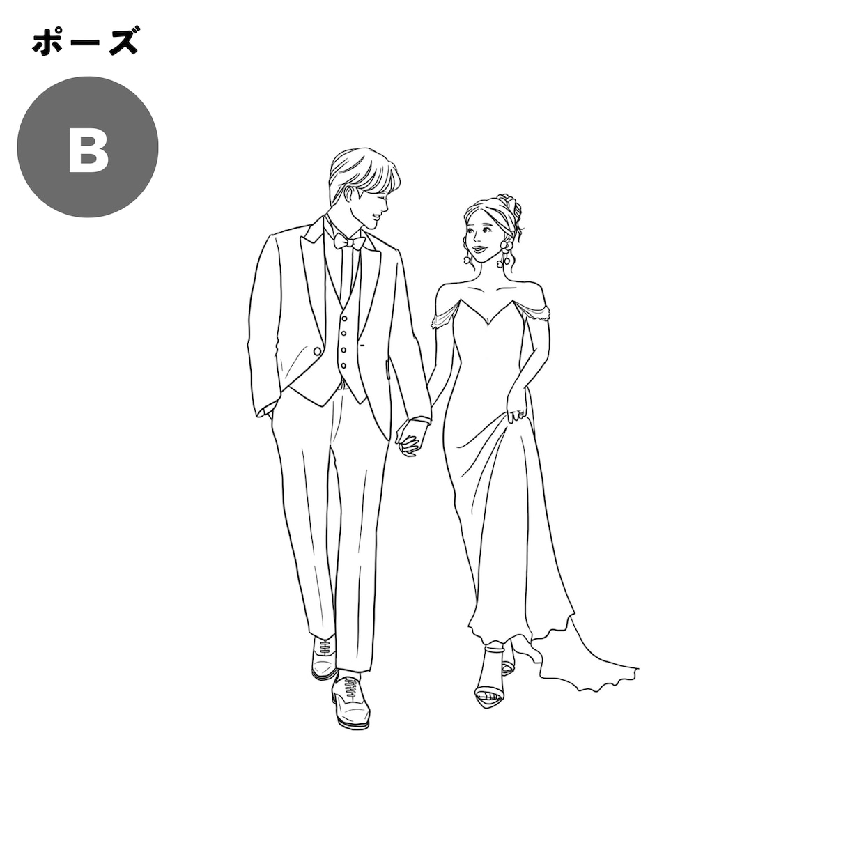 NEW顔の写真だけで結婚式用イラスト描きます 前撮りしてなくても大丈夫！ポーズは5つから選べます！ イメージ4