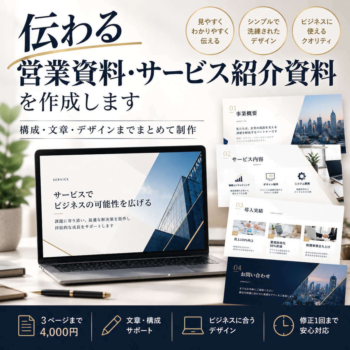 伝わる営業資料・サービス紹介資料を作成しますます 構成・文章・デザインまでまとめて制作 イメージ1