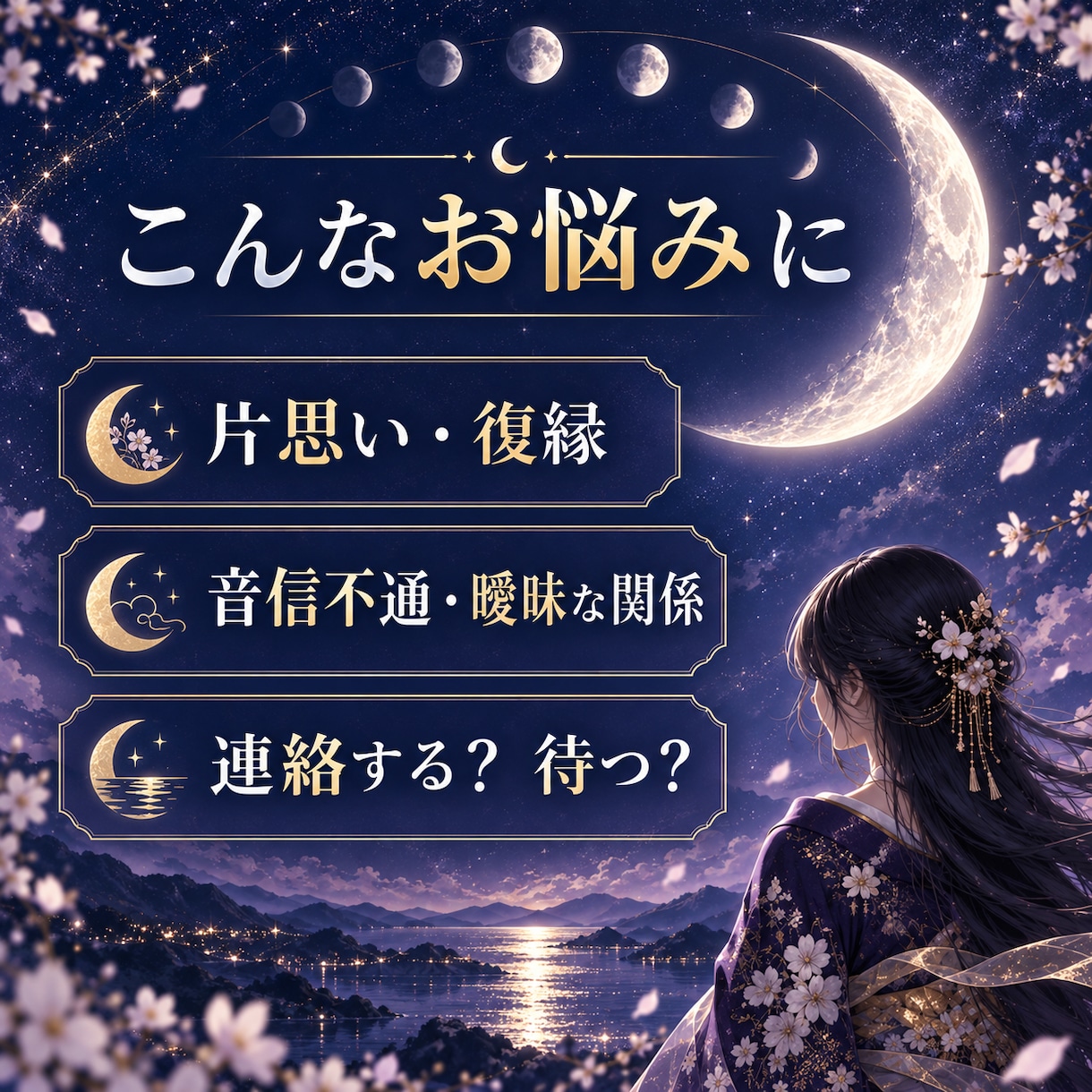 恋の迷いを月巡り霊視で丁寧に読み解きます お相手の気持ちと二人の流れを月の巡りから視ます イメージ2