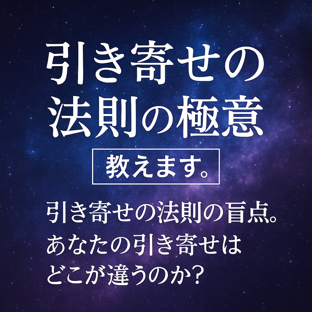引き寄せの法則の極意教えます 引き寄せの法則の盲点。あなたの引き寄せはどこが違うのか？ イメージ1