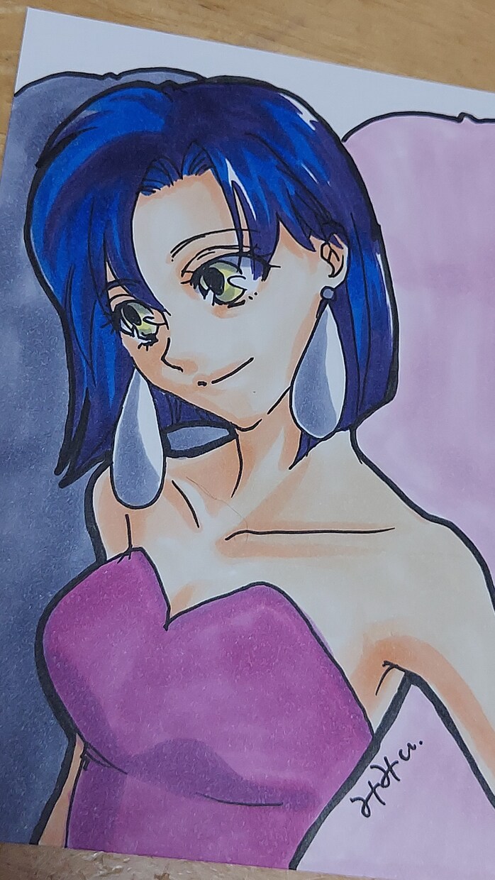 ハガキ、ミニ色紙サイズでイラスト描きます 女の子を描くのが好きです！デジタルよりアナログ派です イメージ2