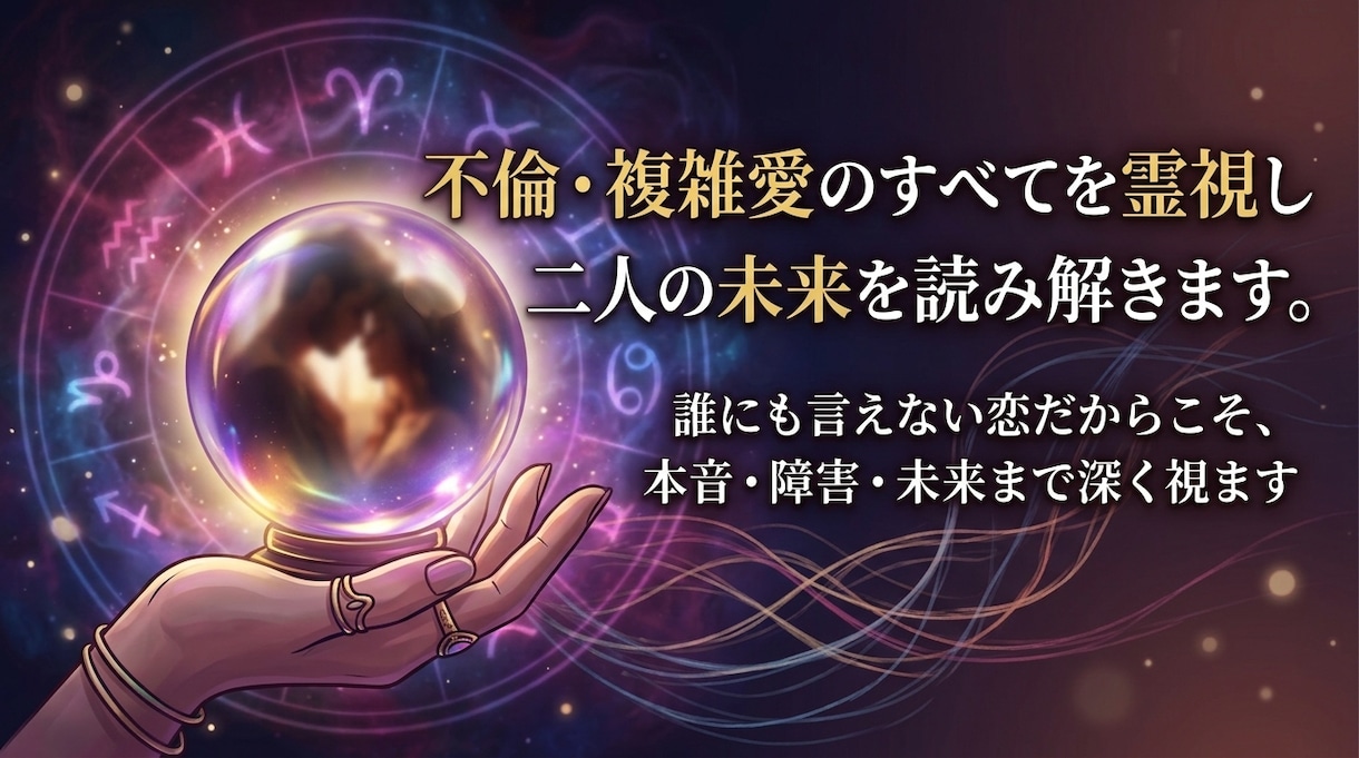 複雑な恋のお悩みを霊視し相手の本音と今後を読みます 言葉にできない想いに寄り添い、相手の気持ち・関係性を視ます イメージ3