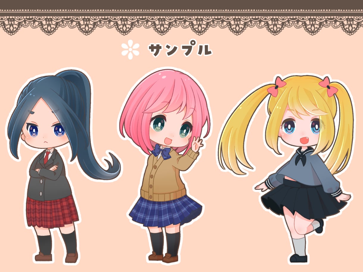 可愛いミニキャラを描きます SNSや様々な用途に使用できるミニキャラをお描きします イメージ8