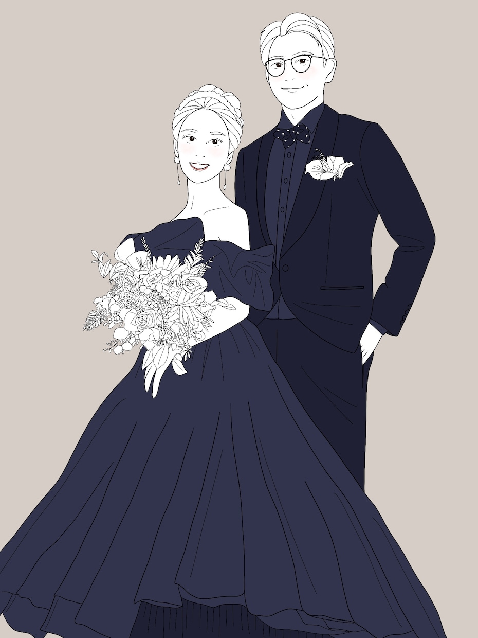 シンプルで可愛い結婚式で使えるイラスト描きます お二人の写真から似ていてもっと可愛いイラストにします！ イメージ3