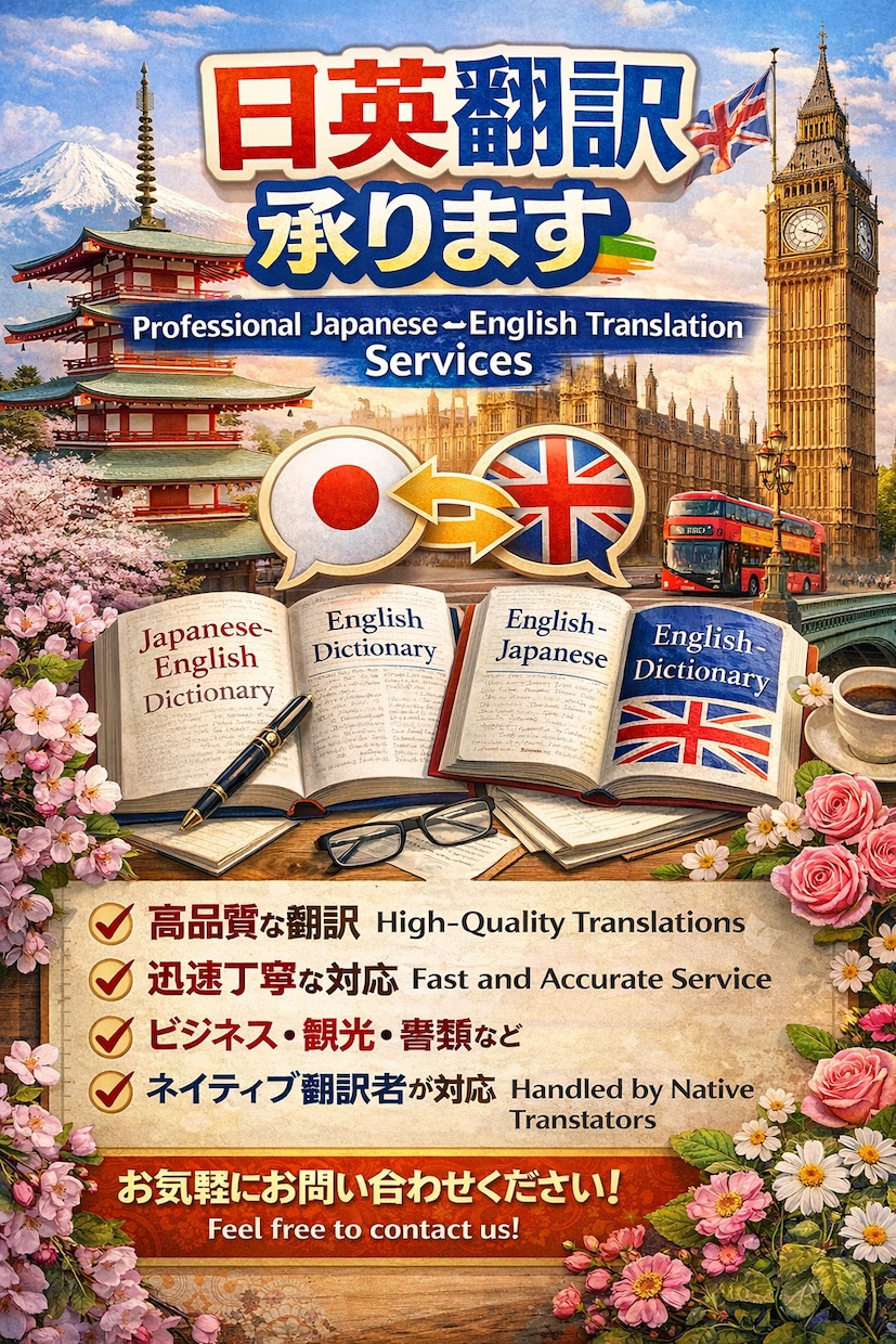 英語→日本語　日本語→英語の翻訳承ります 元英会話講師がその翻訳、承ります！ イメージ1