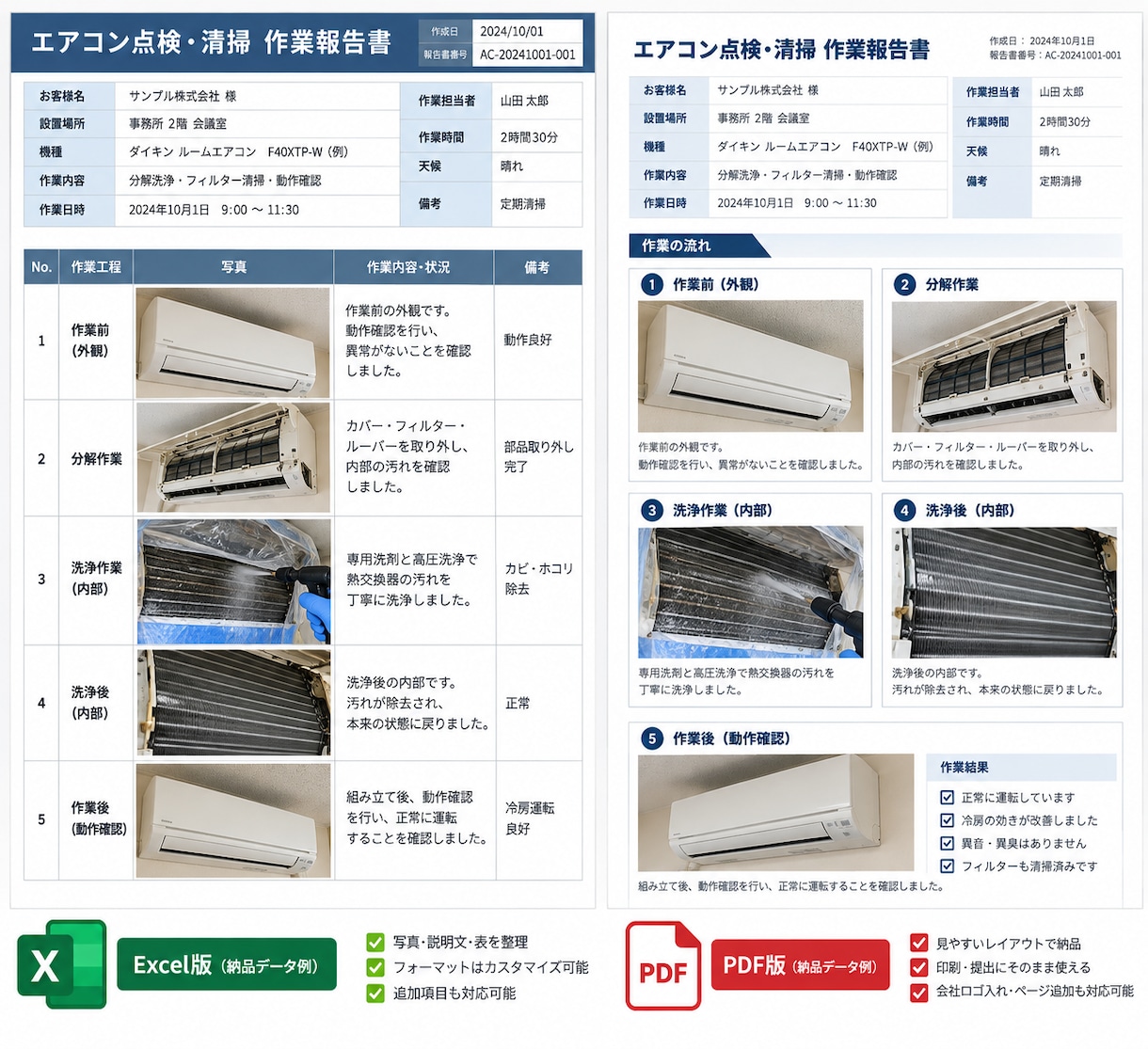 現場写真を作業報告書にまとめます 工事・点検・清掃の写真をExcel・PDFで整理 イメージ2