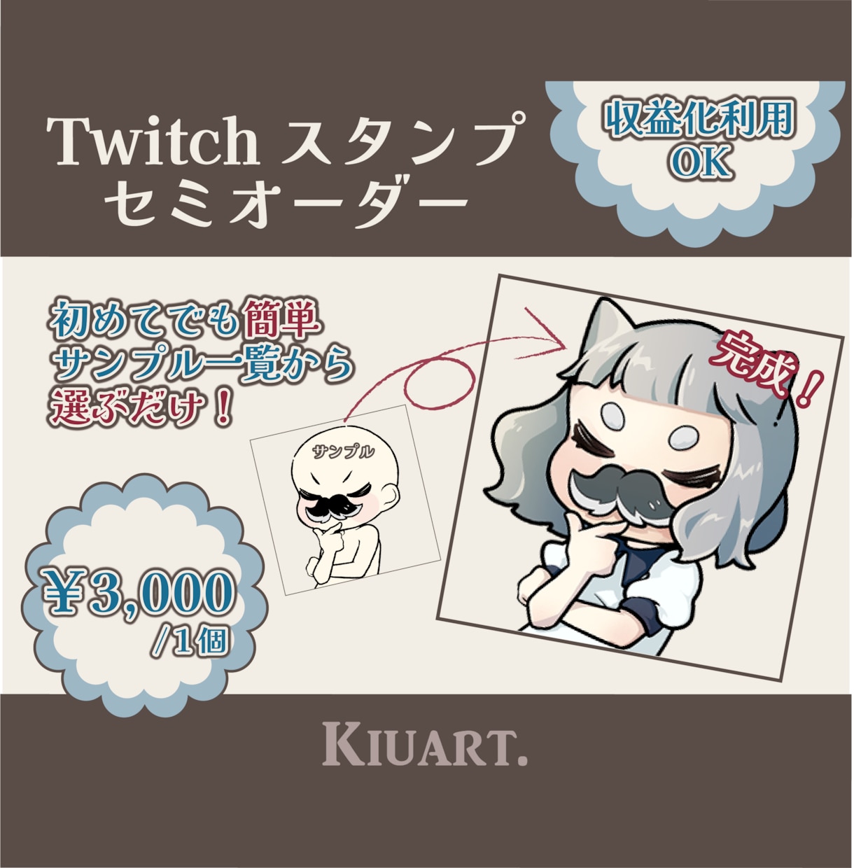 ほんわり可愛いTwitchスタンプを制作いたします 収益化利用OK｜初めての方向けセミオーダーもできます◎ イメージ1