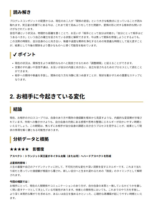 喧嘩・音信不通…相手の心理と今後6か月を鑑定します 5000字程度の分析レポートをPDFでお届けします イメージ4
