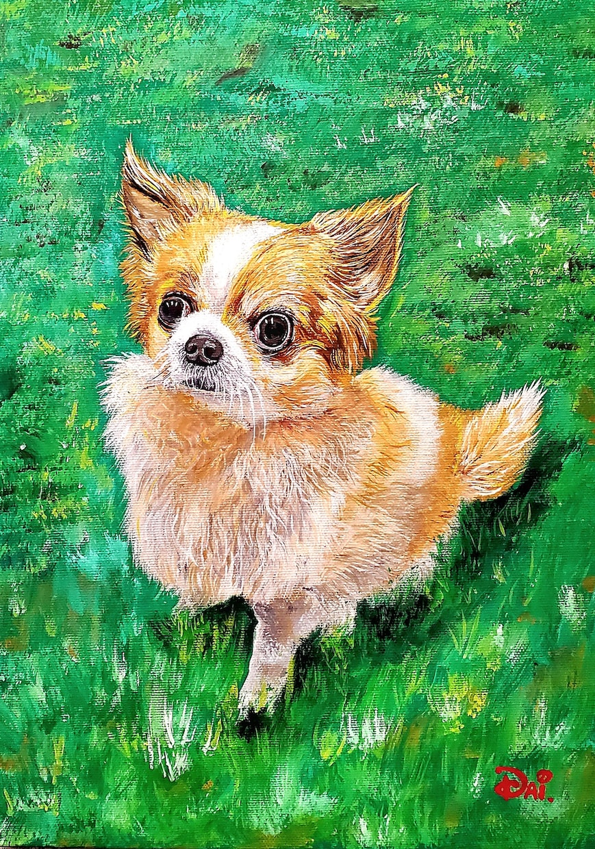 ペットの画像お気に入りの画像から絵画を描きます アクリル絵の具を使いA4サイズのキャンパスで描きます イメージ3