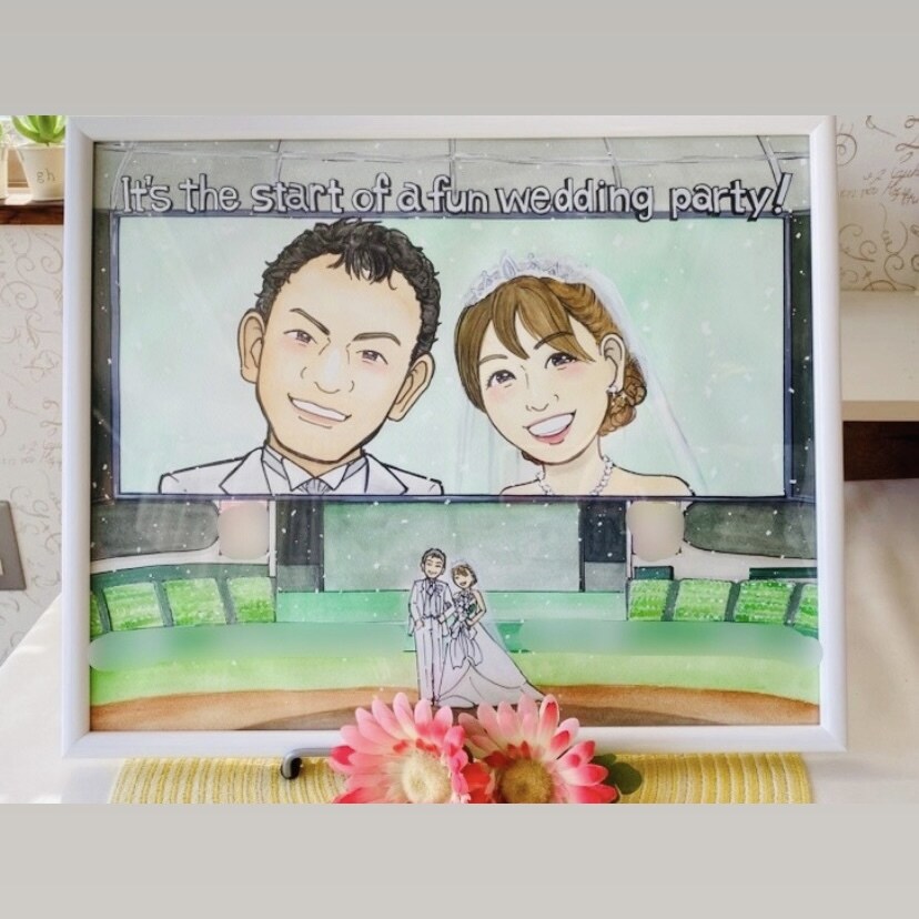 大きめサイズに唯一無二の優しい似顔絵を描きます 記念日やウェルカムボードに使える大きさで可愛くお描きします！ イメージ4