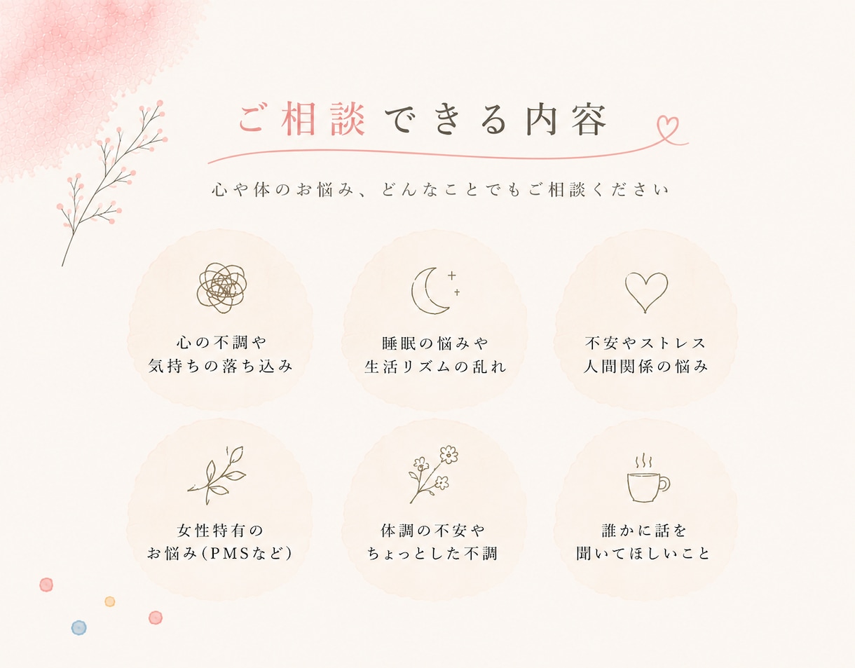 相談内容なんでもOK！女性医師がお話を聞きます 医師に聞いてみたいこと、まずは気軽に相談してください！ イメージ2