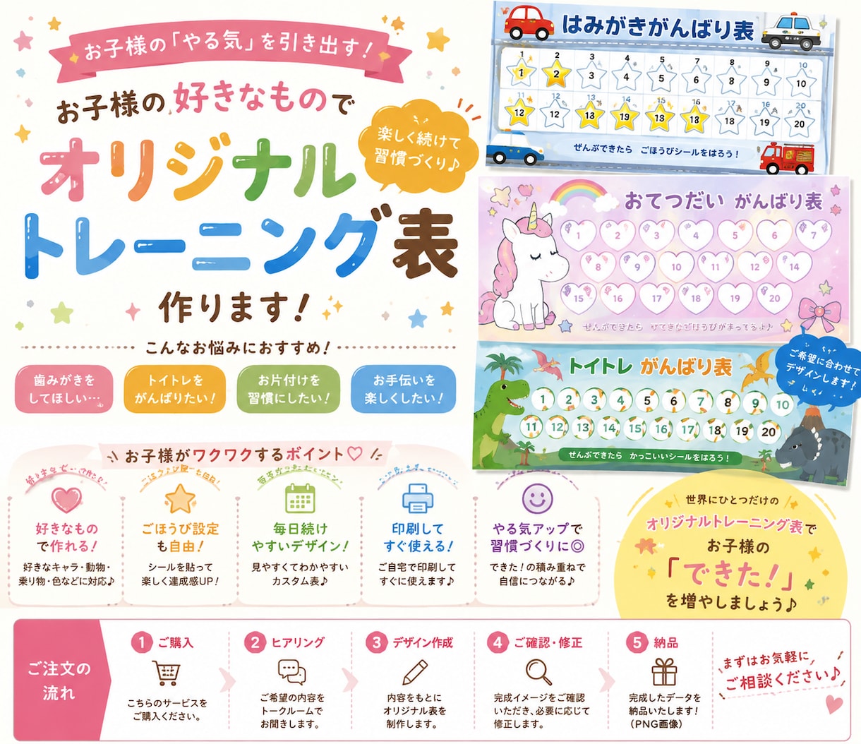 お子様のトレーニング表を作ります お子様の「好き！」で作る♡ オリジナルトレーニング表 イメージ1