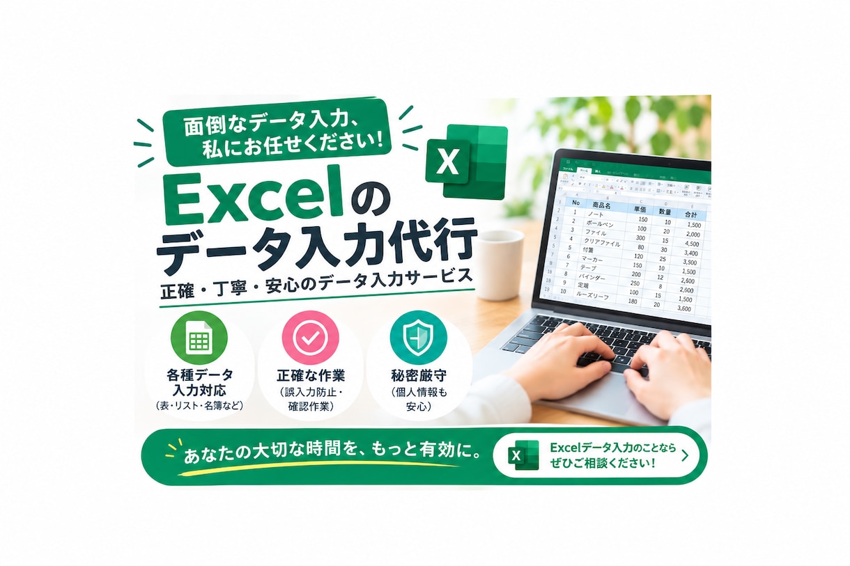 Excel データ入力をお手伝いします 手書き文章・画像・領収書・テキストなど イメージ1