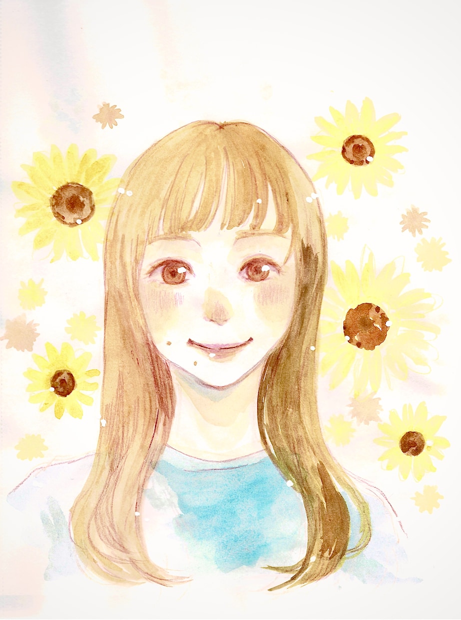 アナログ似顔絵をお描きします 透明水彩と色鉛筆で温かみのある雰囲気に仕上げます イメージ1