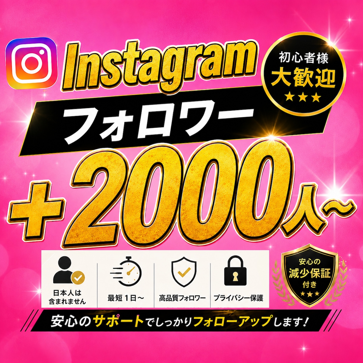Instagramフォロワー＋2000人増やします 振り分け可能/ゆっくり増加可能/減少保証付き イメージ1
