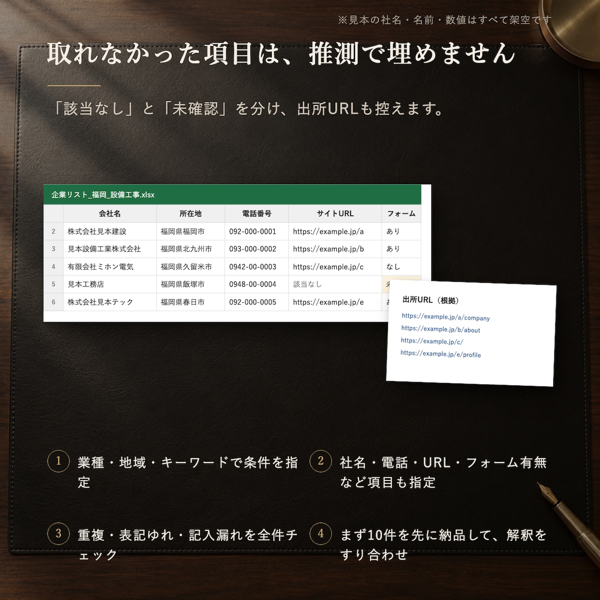条件ぴったりの企業リストを作成します 重複・表記ゆれゼロ。出所URLつきで納品します イメージ2