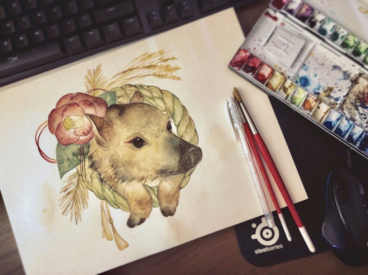 郵送可★ペットの似顔絵描きます 水彩によるカラフルなペット似顔絵イラストを製作します。 イメージ3