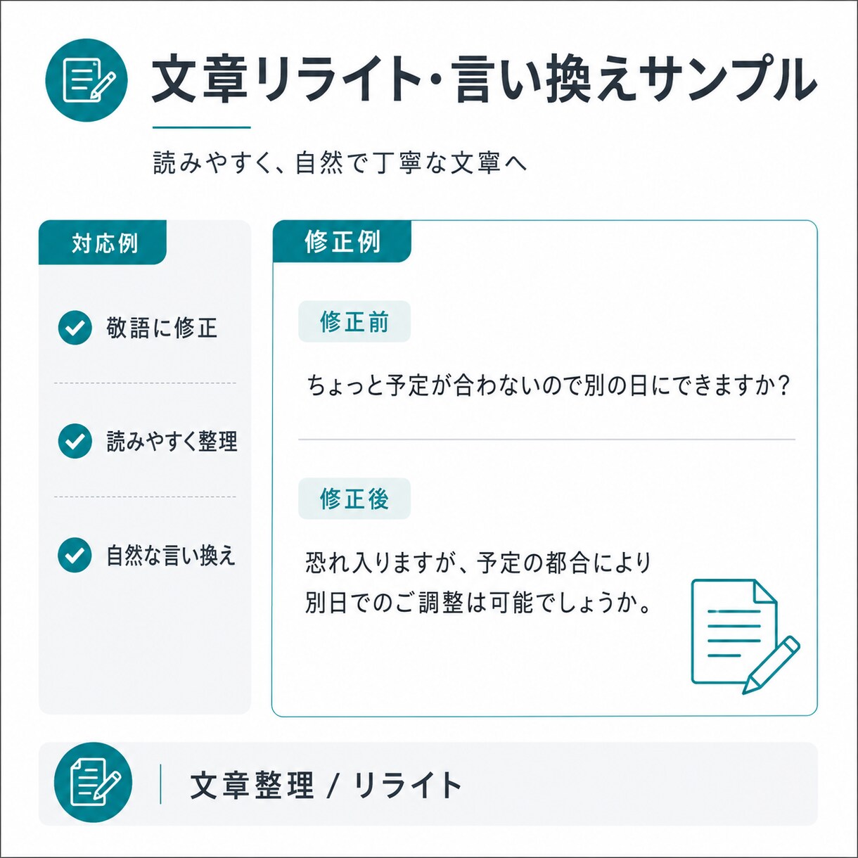 メール文・文章リライトを自然で丁寧に整えます 初回歓迎｜失礼のない自然な文章にします イメージ2