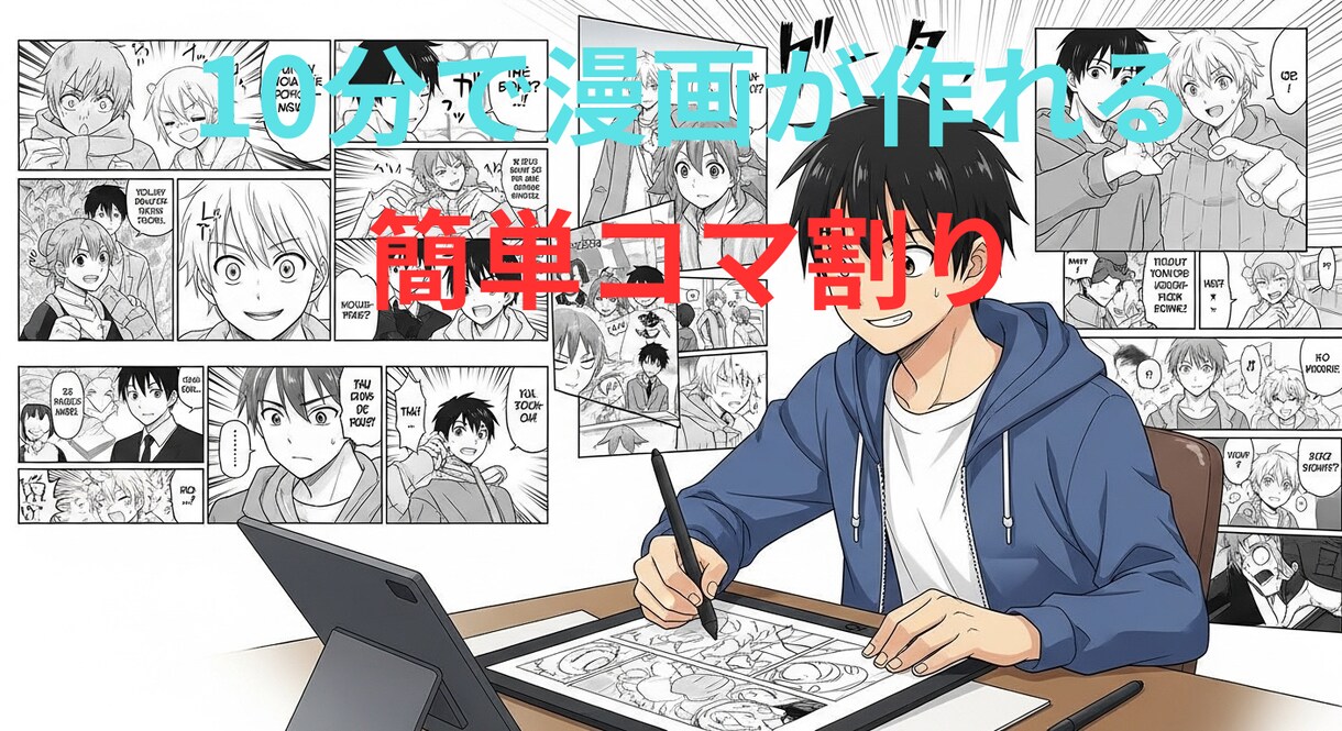 １０分で漫画作成コマ割りテンプレートからできます AIイラストから本格的な1ページ漫画が作成できるツール完成！ イメージ1