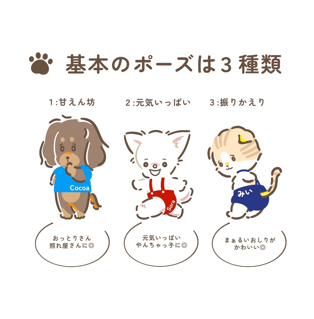 キュートで愛らしいペットのイラスト描きます あなたのワンちゃん猫ちゃんをキャラクター風イラストに^^ イメージ3