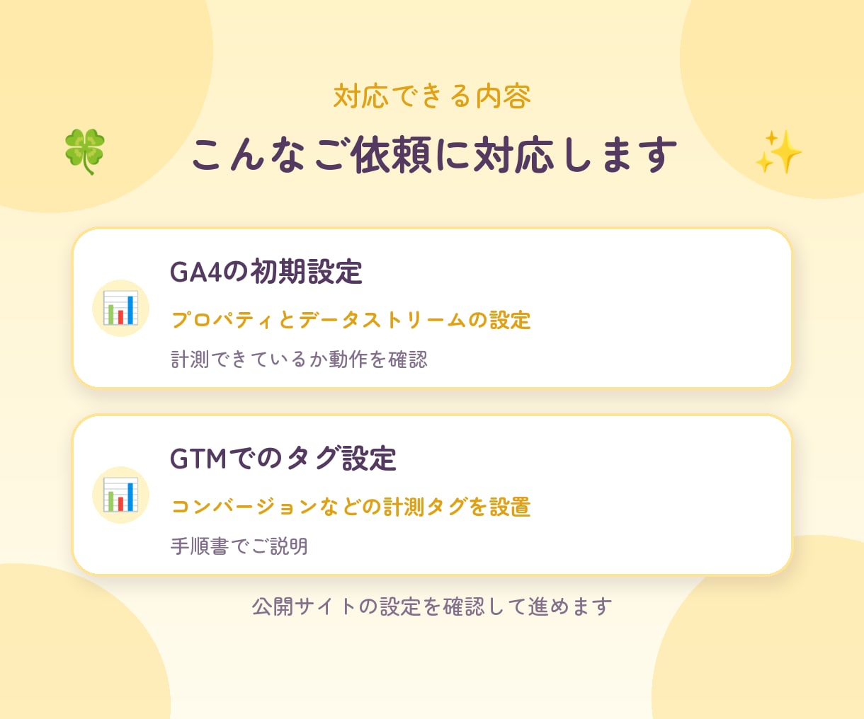 GA4・GTMの設定を代行します 初期設定から計測タグの設置まで。手順もご説明します イメージ3