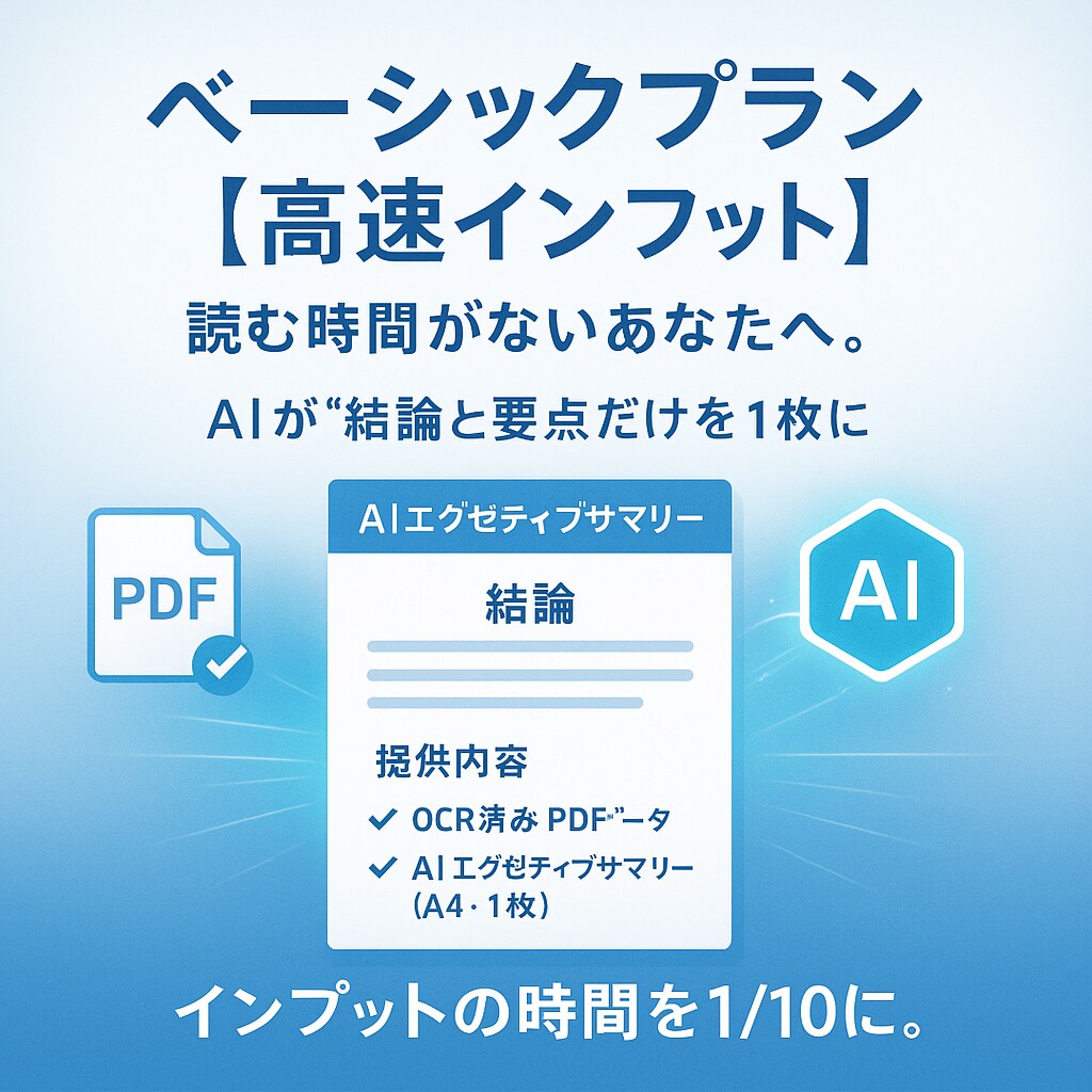 積読ビジネス書をAI要約。15分で読める形にします あなたの「読む時間」を「未来の成果」に変える イメージ4