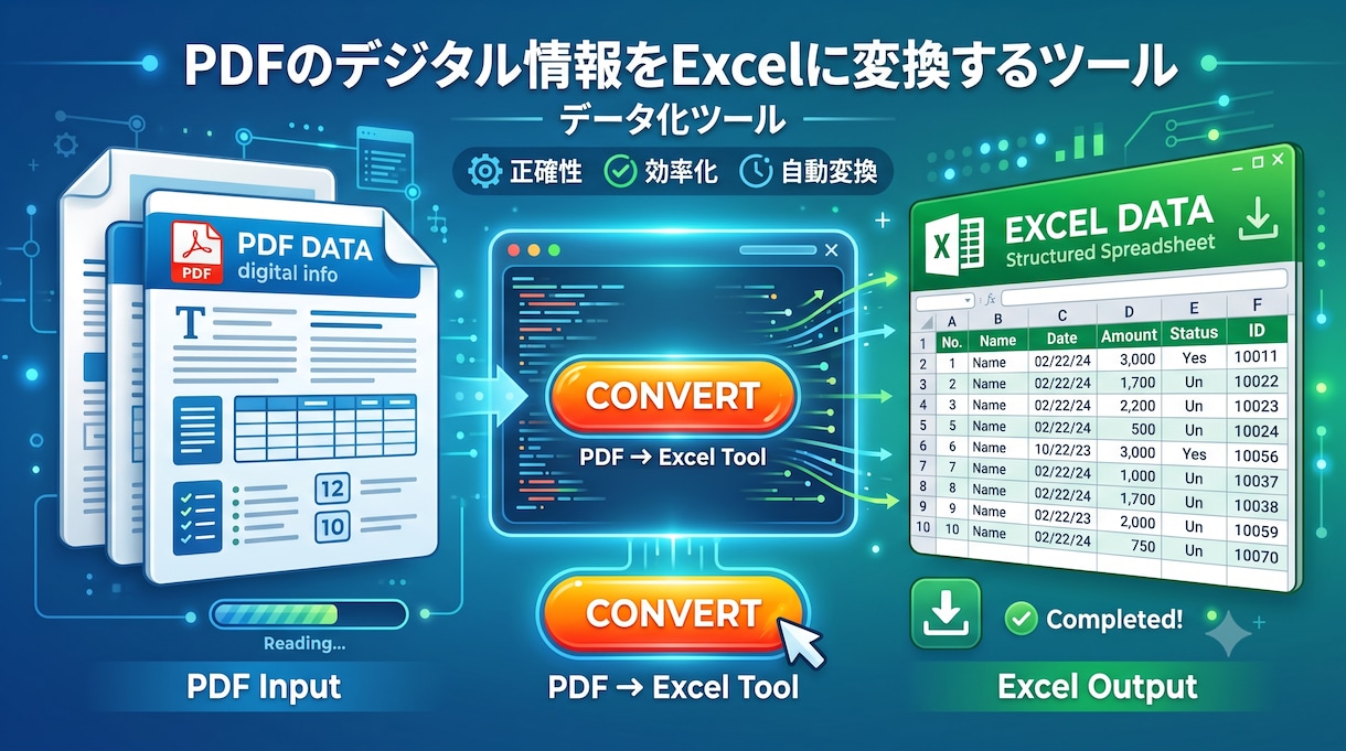 PDFをExcel変換するツールを作成します シンプルで使いやすいPDF→Excel変換アプリ。 イメージ1