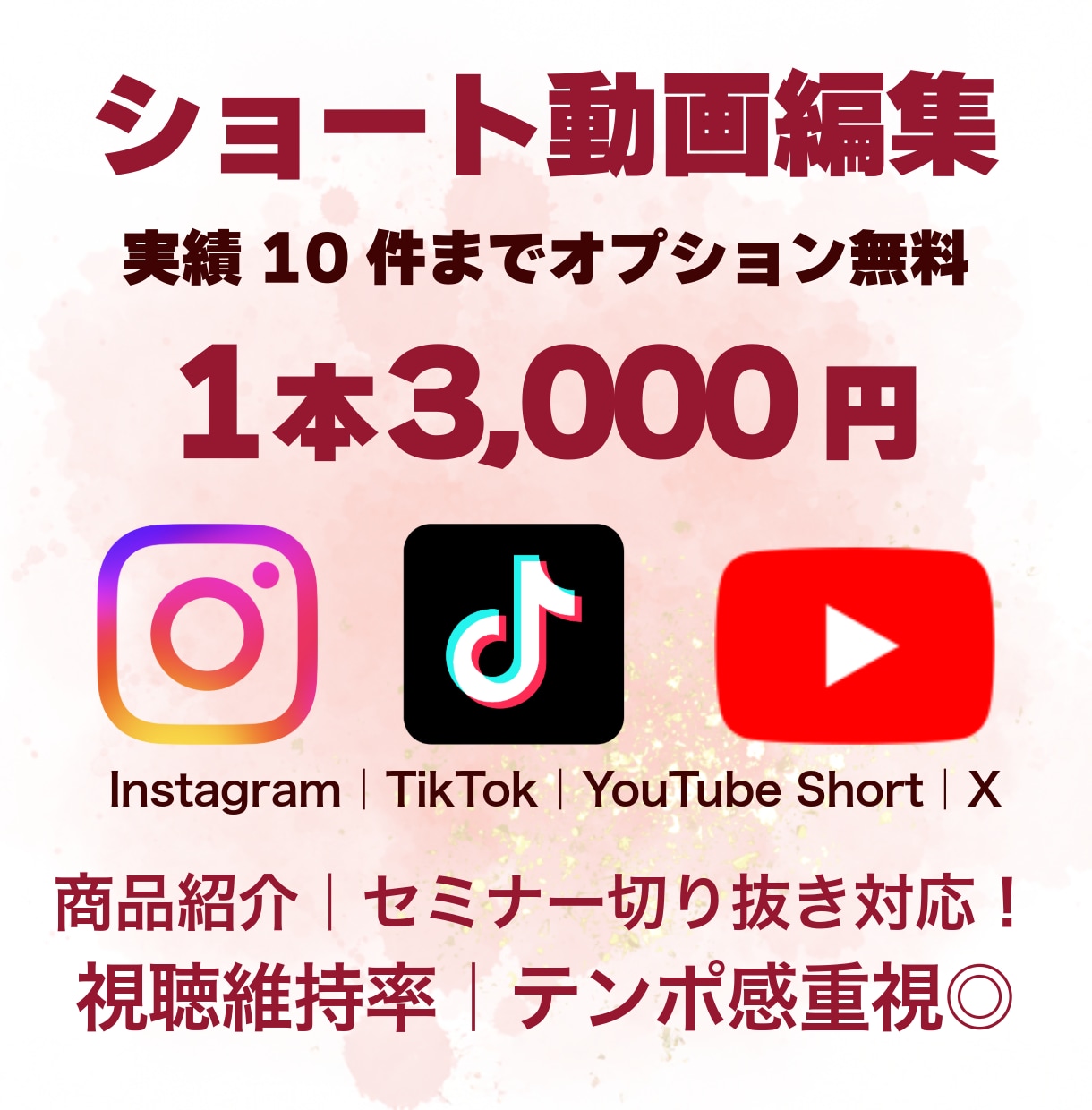 SNS用ショート動画編集します Instagram、YouTube、X、TikTokなど イメージ1