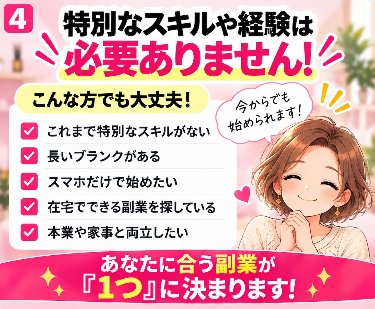 副業初心者のあなたに合う在宅副業を1つ診断します 副業迷子を卒業｜隙間時間でできる最初の一歩まで具体化 イメージ4