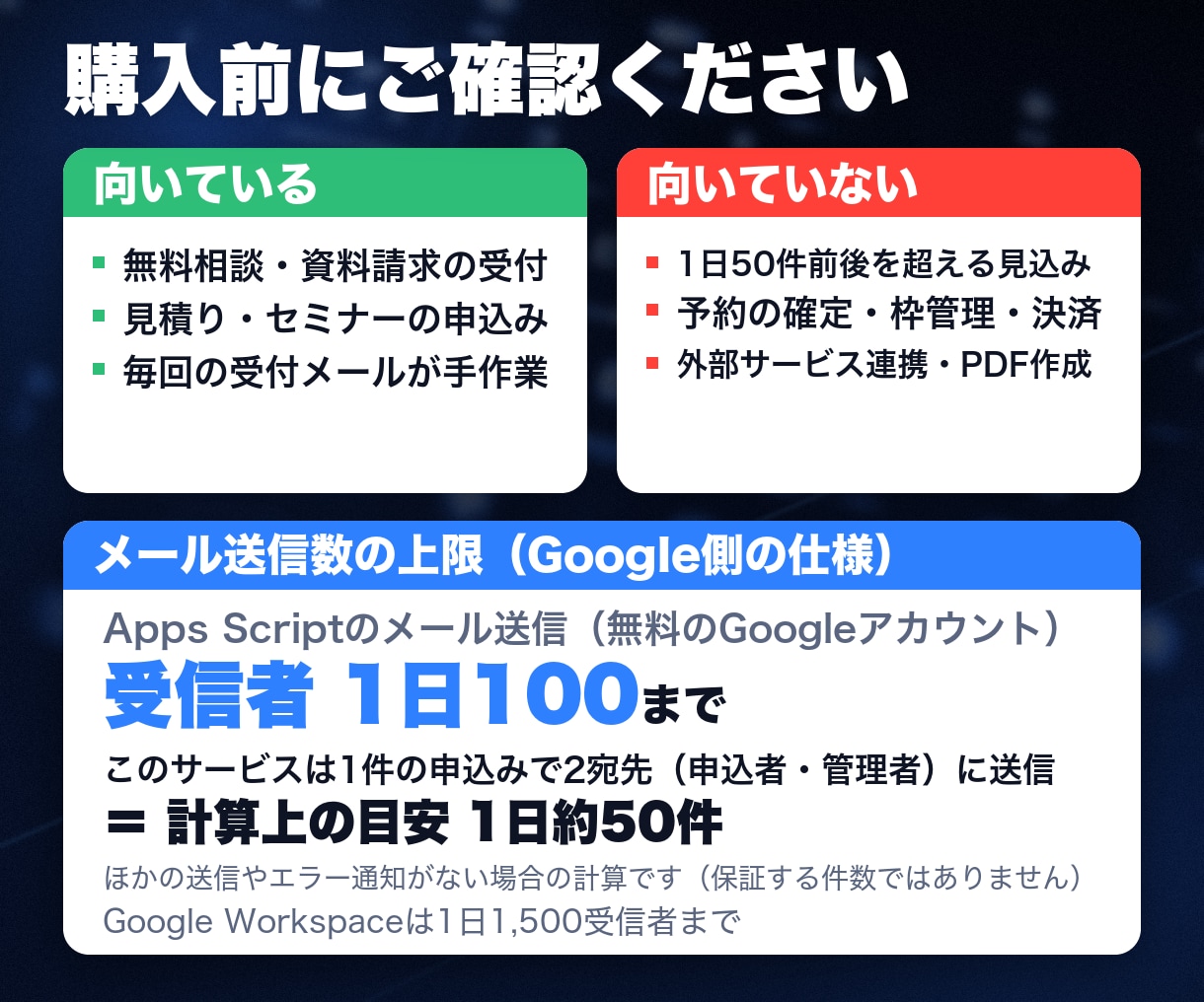 Googleフォーム受付の自動返信と通知を作ります フォーム作成〜記録・自動返信・管理者通知まで一式 イメージ4