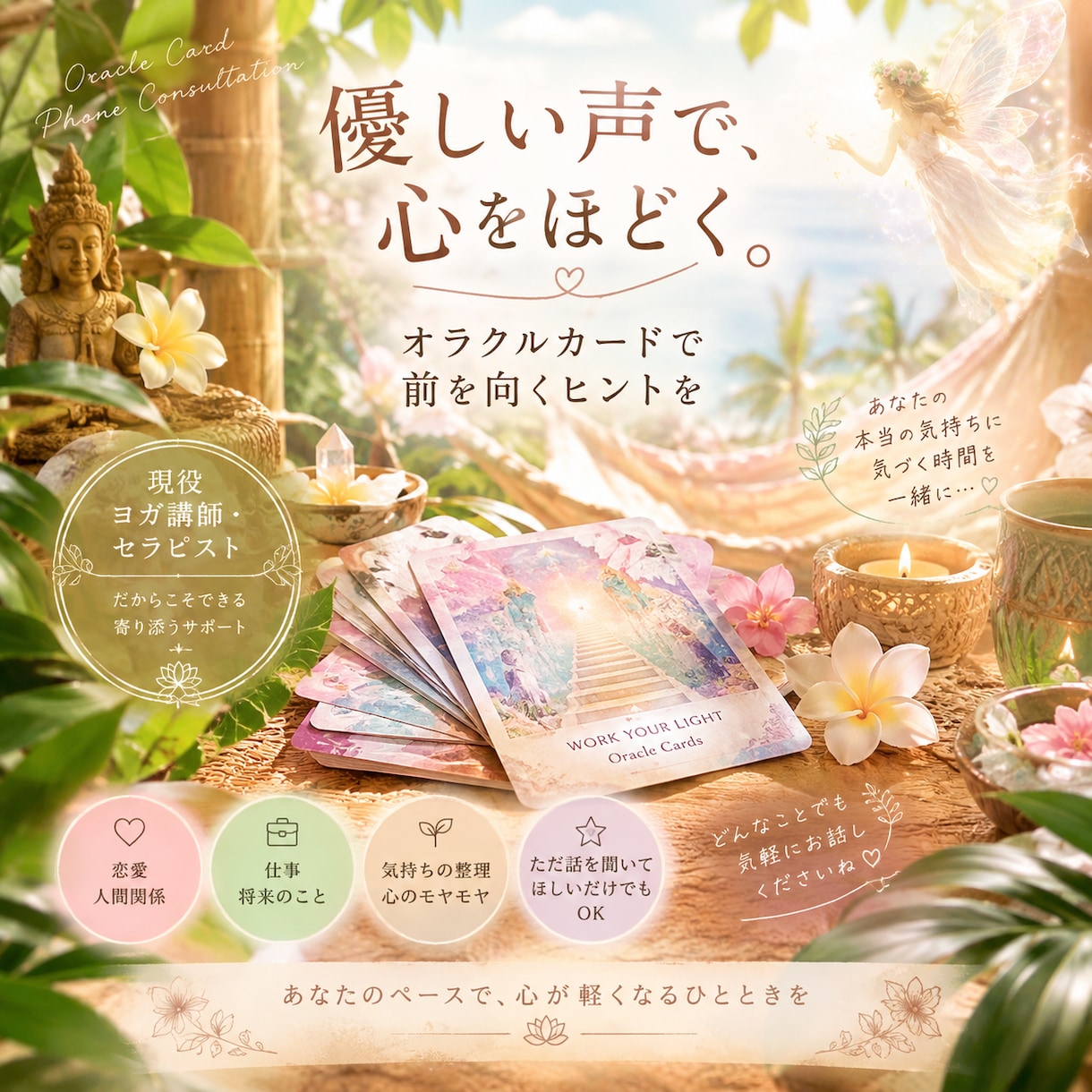優しい声で寄り添うオラクルカードリーディングします モヤモヤした気持ちを整理して、前を向くヒントをお届けします イメージ1