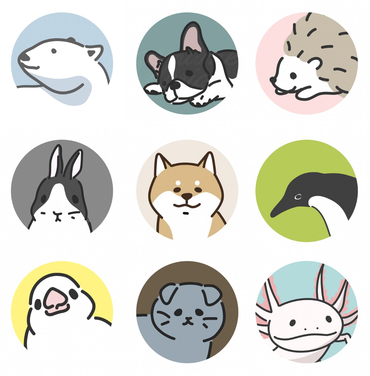 シンプルおしゃれでゆるかわな動物アイコン作成します SNSやブログのアイコンに！お好みに合わせて動物イラスト作成 イメージ1