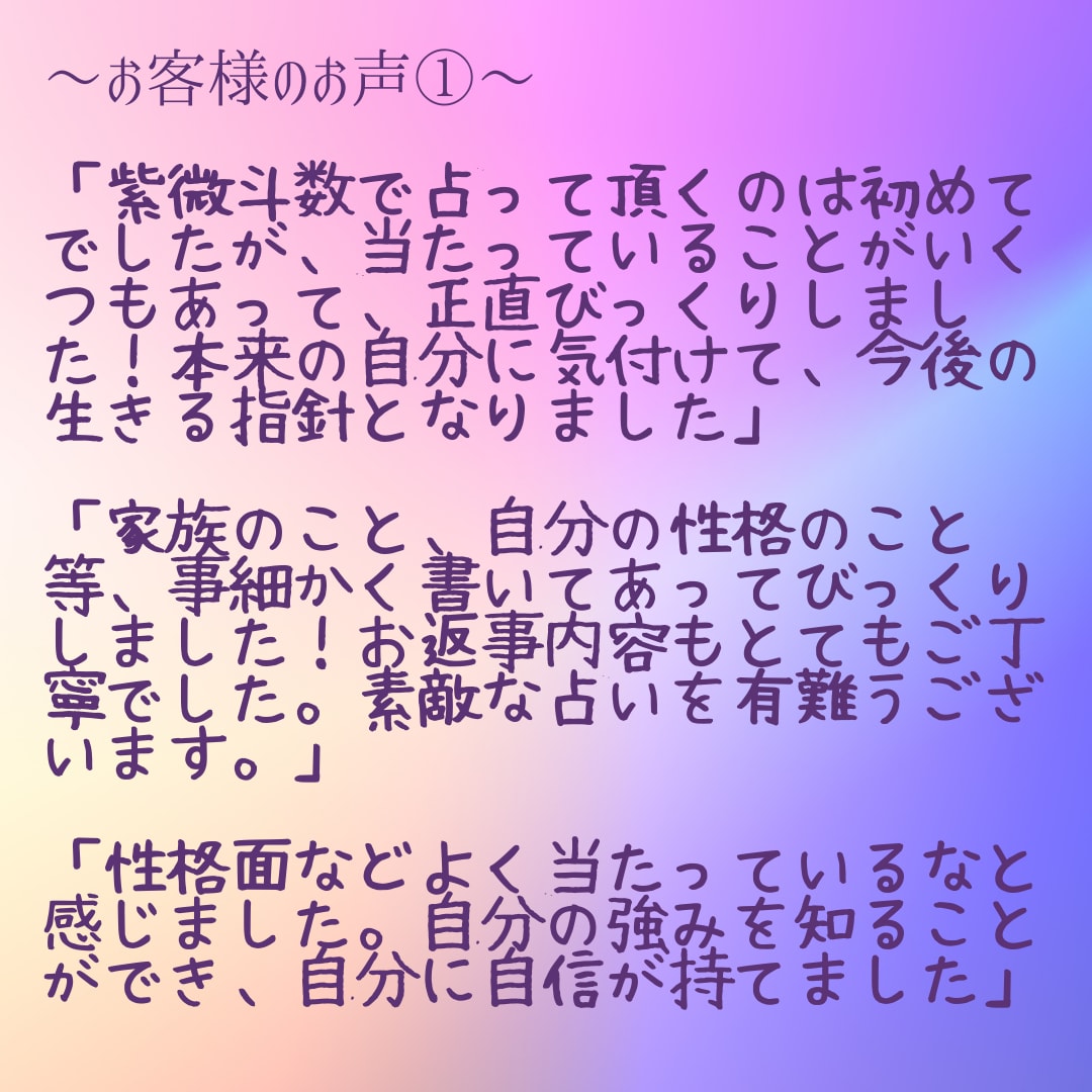 驚愕の的中率！紫微斗数であなたの宿命をお伝えします 超豪華スペシャル鑑定★宿命＋10年毎の運勢＋何でもご質問1つ イメージ5