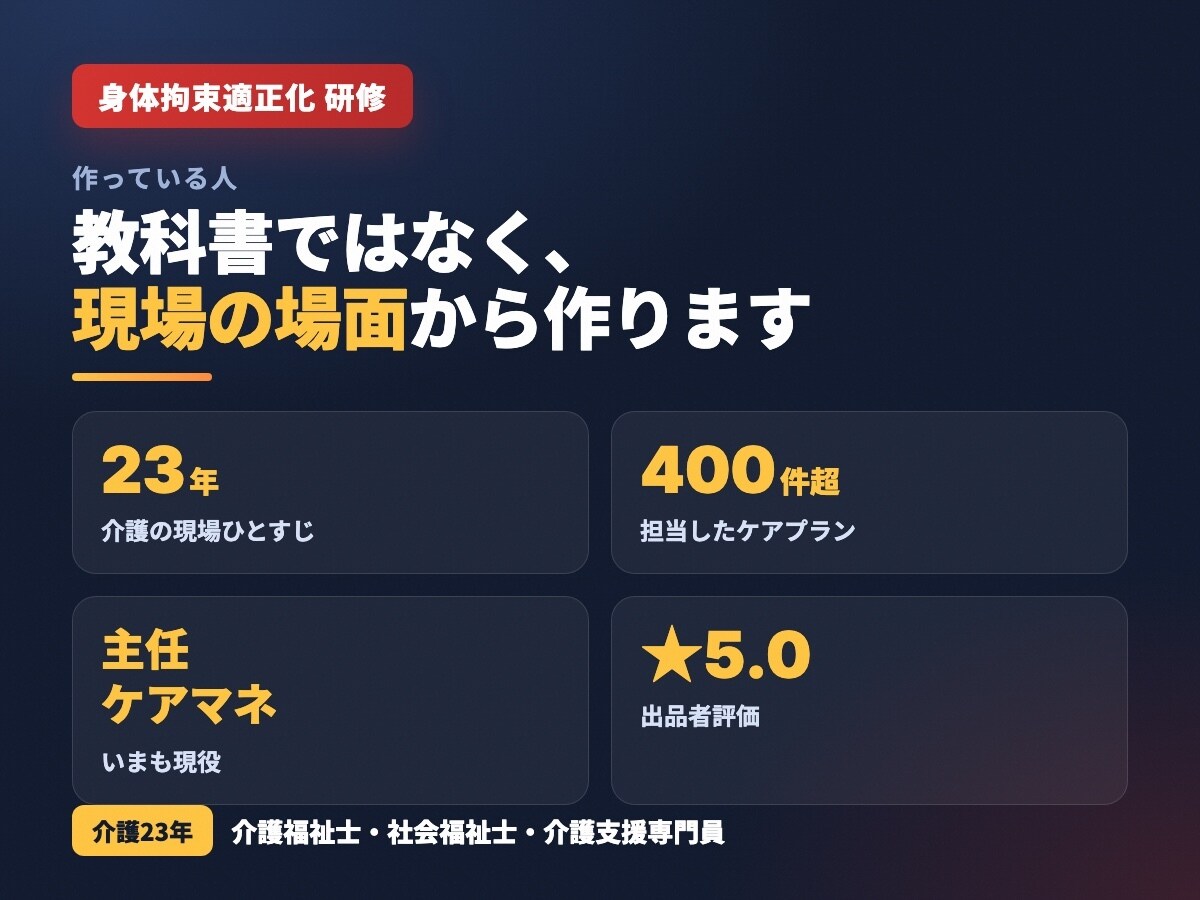 介護・障害福祉の身体拘束適正化研修と記録を作ります 運営指導で示せる｜スライド30枚＋台本＋テスト＋記録簿 イメージ3