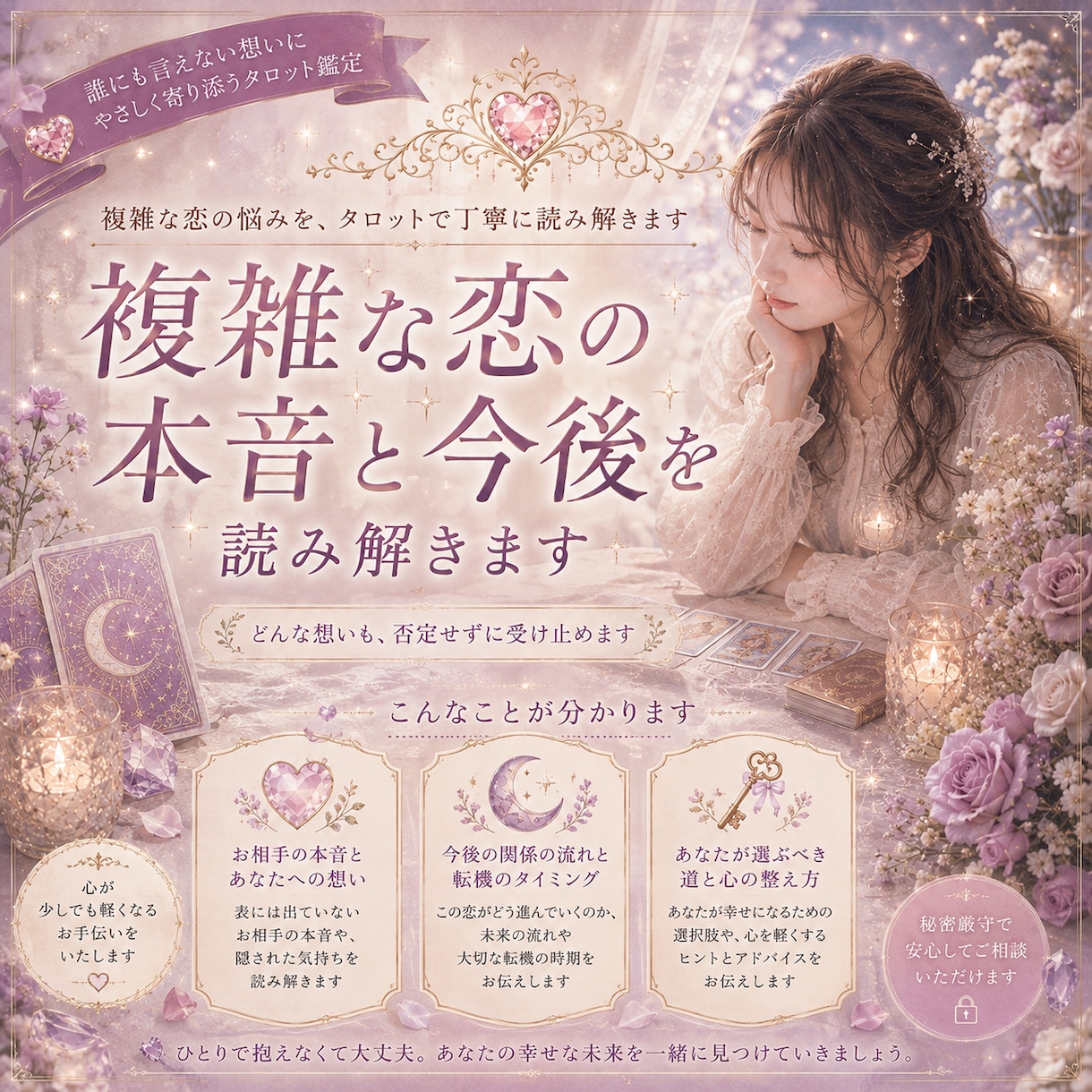 複雑恋愛.相手の深層心理を読み解きます 恋愛全般、片思い.復縁.夫婦問題 恋の悩みを一人で抱えないで イメージ1