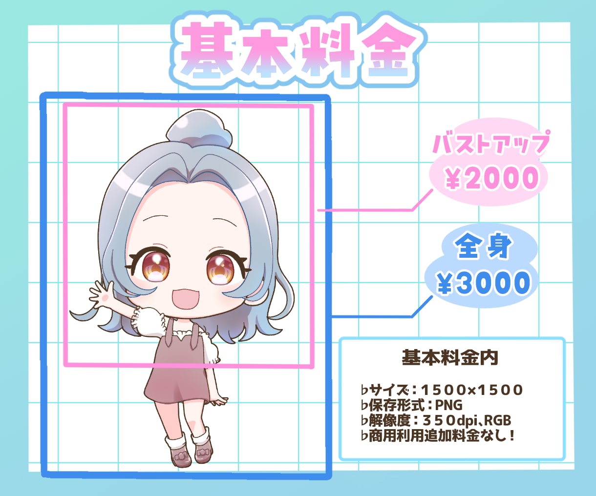 商用利用込み!ミニキャライラストお描きします 先着3名様限定のお得なモニター価格！ イメージ2