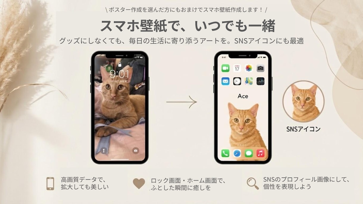 北欧モダン｜ペットの似顔絵を作ります ３営業日納品｜限定価格｜モダンでおしゃれなおうちの子似顔絵 イメージ3