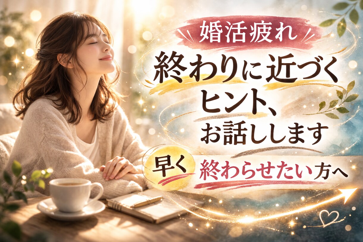 婚活　〜終わらせる方向を一緒に見つけます 「もう無理かも...」を通ってきた婚活当事者です イメージ1